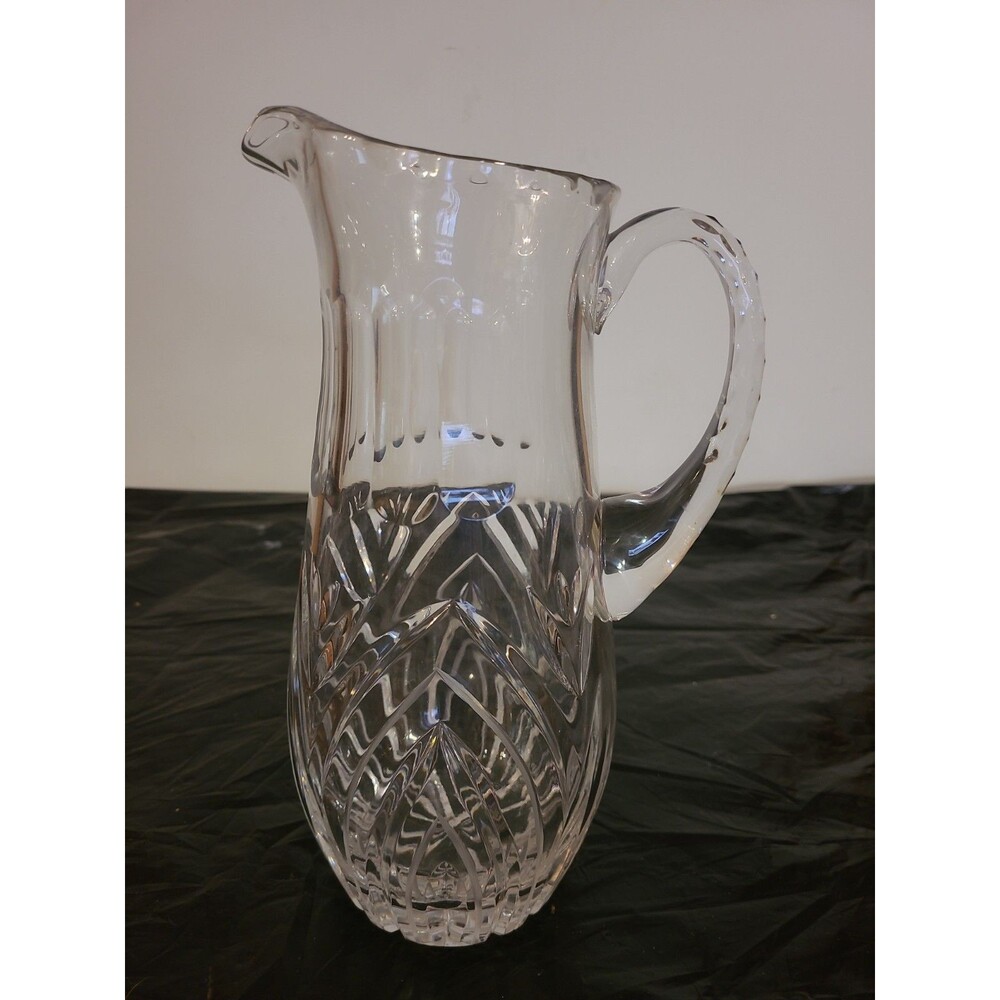 leaded crystal pitcher W/ Bevelled Top & Handle Any Liquid Drink Slender Pitcher